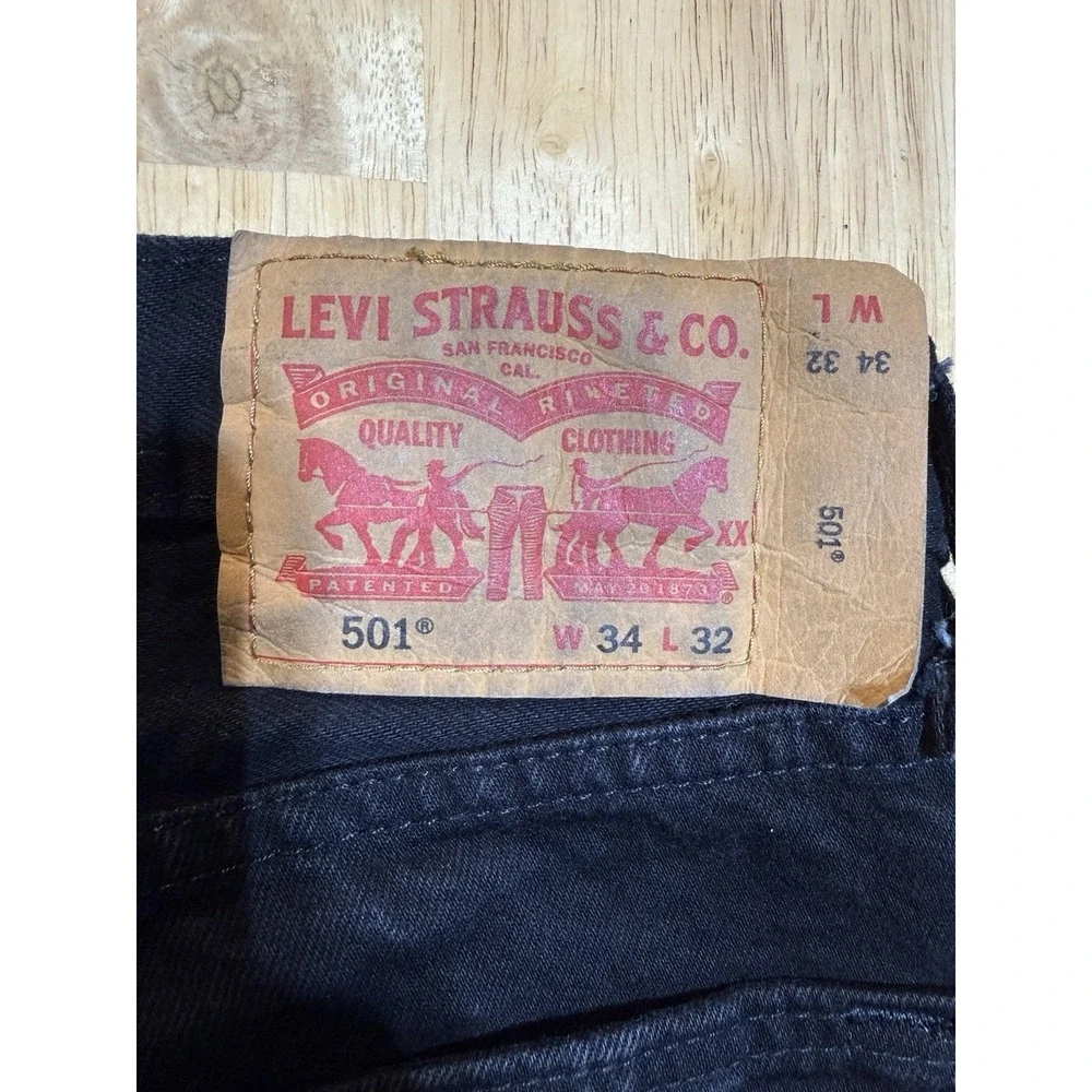 Levi's 501 Original Fit Jeans Men's W34 L32 Black Button Fly 100% Cotton